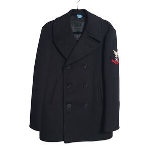 VINTAGE Pembroke Man's Wool Peacoat Kersey‎ Blue 38R